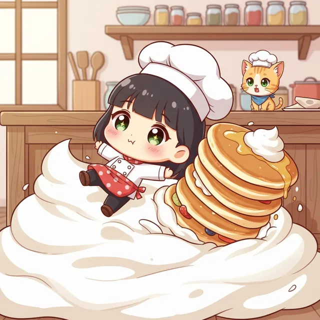 Chibi-style AI comic panel sample generated with Comicory