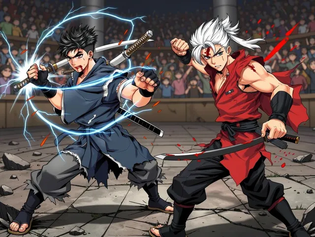Shonen Jump-style AI comic panel sample generated with Comicory